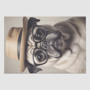 Whimsical Puggle in Pet en Glazen Decoupage Tissuepapier