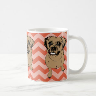Whimsical Puggle Monochromatic Oranje Chevron Mok