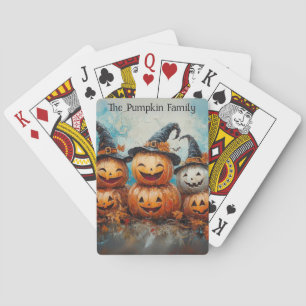 Whimsical Pumpkin Family Herfst Seizoen Pokerkaarten