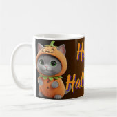Whimsical Pumpkin Kitty Halloween Coffee Mug (Gauche)