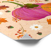 Whimsical Pumpkins Fall verlaat Waterverf kunst Poster (Hoek)