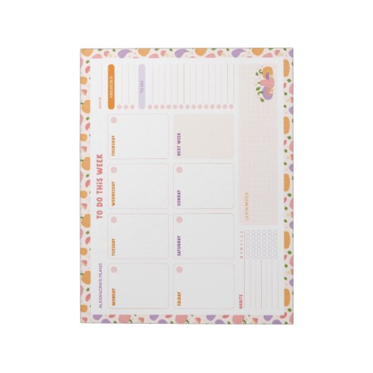 Whimsical Pumpkins Weekly to Do Lijst Planner Notitieblok (Gedraaid)
