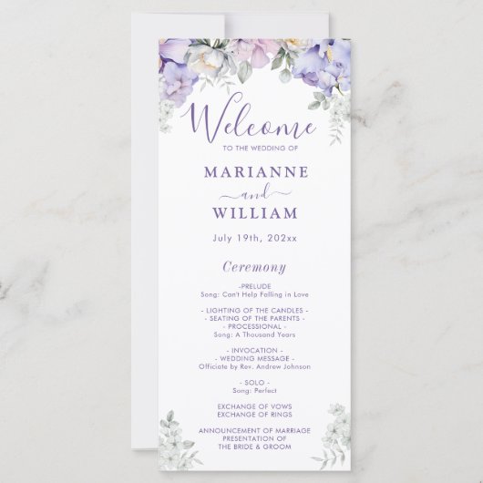 Whimsical Purple Floral Romantique Programme de ma (Devant)
