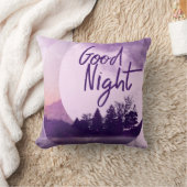 Whimsical Purple Moon Good Night Art Kussen (Deken)