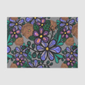 Whimsical Purple Peach Floral Doodle Art Pattern Tissuepapier (Voorkant)