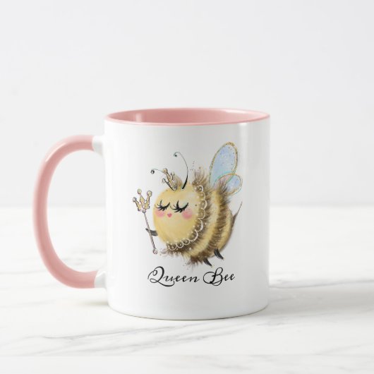 Whimsical Queen Bee met kroon en toverstok Mok (Links)