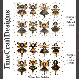 Whimsical Queen Bee Poppen Fantasy E5 Decoupage Tissuepapier