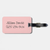 Whimsical Quilting Cat Pink Bagagelabel (Achterkant horizontaal)