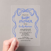 Whimsical Quirky Blue Bow Baby Boy Shower Acryl Uitnodigingen (Insitu (Draagbaar))