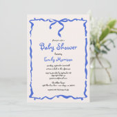 Whimsical Quirky Blue Bow Boy Baby shower Kaart (Staand voorkant)