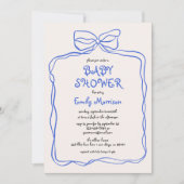 Whimsical Quirky Blue Bow Boy Baby shower Kaart (Voorkant)