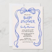 Whimsical Quirky Blue Bow Boy Baby shower Kaart (Voorkant)