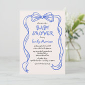 Whimsical Quirky Blue Bow Boy Baby shower Kaart (Staand voorkant)