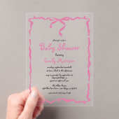 Whimsical Quirky Blush Pink Bow Baby shower Acryl Uitnodigingen (Insitu (Draagbaar))