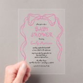 Whimsical Quirky Blush Pink Bow Baby shower Acryl Uitnodigingen (Insitu (Draagbaar))