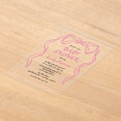 Whimsical Quirky Blush Pink Bow Baby shower Acryl Uitnodigingen (Laagn)