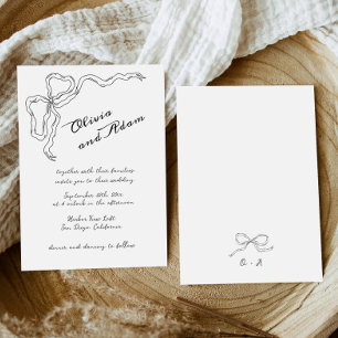 Whimsical Quirky Bow Handschrift Elegante bruiloft Kaart