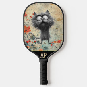 *~* Whimsical Quirky Cat AP68 Floral 6 FOTO Pickleball Paddle