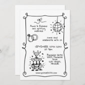 Whimsical Quirky Doodle Lijst Franse retro bruilof Kaart (Voorkant / Achterkant)