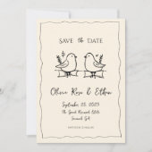 Whimsical Quirky Dove Hand getekend Save the Date (Voorkant)