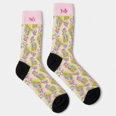 Whimsical Quirky Elf Voeg naam toe Schattige Retro Sokken (Rechts)