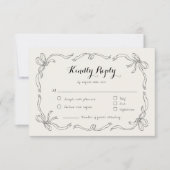 Whimsical Quirky Hand Drawn Bow RSVP Response Kaar (Voorkant)
