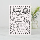 Whimsical Quirky Hand getrokken Skelet Halloween Kaart (Staand voorkant)