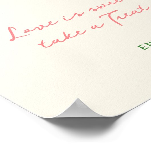 Whimsical Quirky Handgeschreven Bow Love is zoet Poster (Hoek)