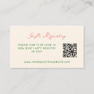Whimsical Quirky Handgeschreven Gift Registry QR C Informatiekaartje