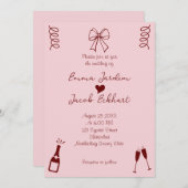 Whimsical Quirky Squiggles Roze Bruiloft Kaart (Voorkant / Achterkant)