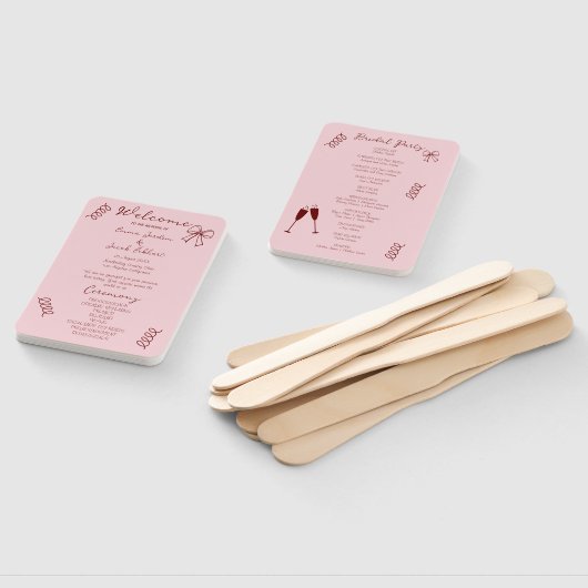 Whimsical Quirky Squiggles Roze Bruiloft Programma Handwaaier (Niet-gemonteerd)