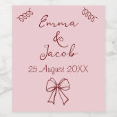 Whimsical Quirky Squiggles Roze Bruiloft Wijn Etiket (Enkel label)