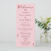 Whimsical Quirky Squiggles Roze Trouw Programma (Staand voorkant)