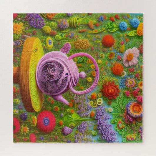 Whimsical Qused Teapot Landschap Legpuzzel (Horizontaal)