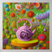 Whimsical Qused Teapot Landschap Poster (Voorkant)