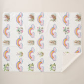 Whimsical rabbit and rainbow Sherpa Blanket Sherpa Deken (Voorkant (horizontaal))