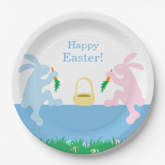 Whimsical Rabbits Easter Paper Plate Papieren Bordje
