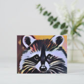 Whimsical Raccoon - een Natuur geïnspireerd design Briefkaart (Staand voorkant)