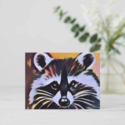 Whimsical Raccoon - een Natuur geïnspireerd design Briefkaart (Staand voorkant)