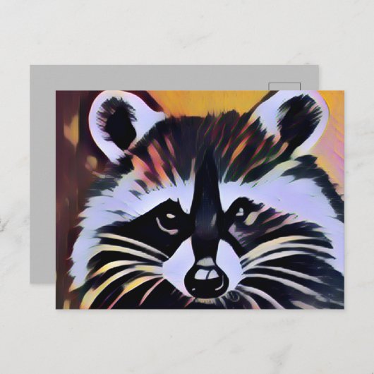 Whimsical Raccoon - een Natuur geïnspireerd design Briefkaart (Voorkant / Achterkant)