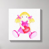 Whimsical rag pop meisjes toevoegen jouw naam kind canvas afdruk (Voorkant)