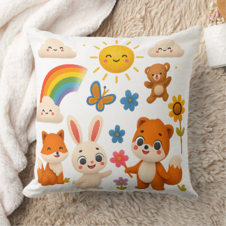 Whimsical Rainbow Animals Decorative Pillow Kussen