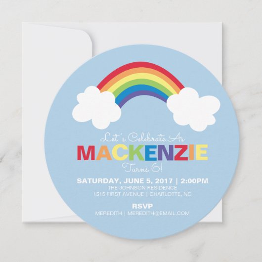 Whimsical Rainbow Birthday Party uitnodiging (Voorkant)