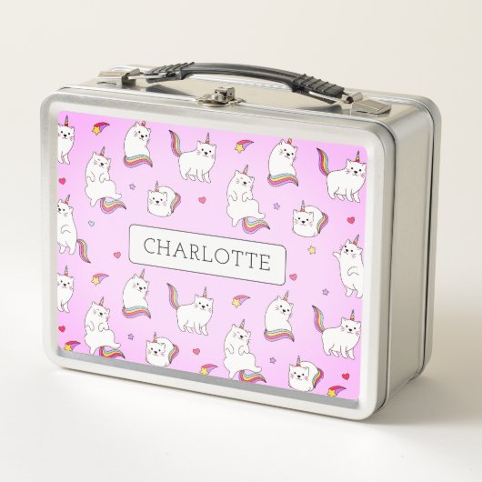 Whimsical Rainbow Cats Metal Lunchbox (Devant)