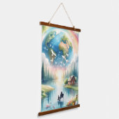 Whimsical Rainbow Earth Fantasy Scene Hangend Wandkleed (Gebogen)