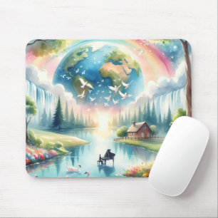 Whimsical Rainbow Earth Fantasy Scene Muismat
