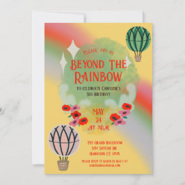 Whimsical Rainbow Hot Air Balloon Kids Verjaardag Kaart