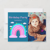 Whimsical Rainbow Pink & Teal 1st Birthday Invite (Voorkant)