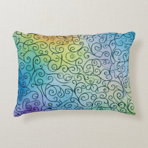 Whimsical Rainbow Swirl Pattern Abstract kleurrijk Accent Kussen
