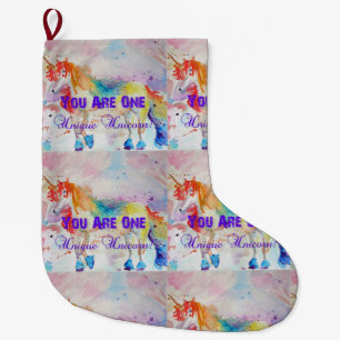 Whimsical Rainbow Unicorn Art-kerststop Grote Kerstsok